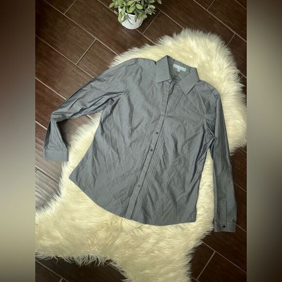 Foxcroft Grey button up long-sleeved sz 12 - Picture 1 of 8